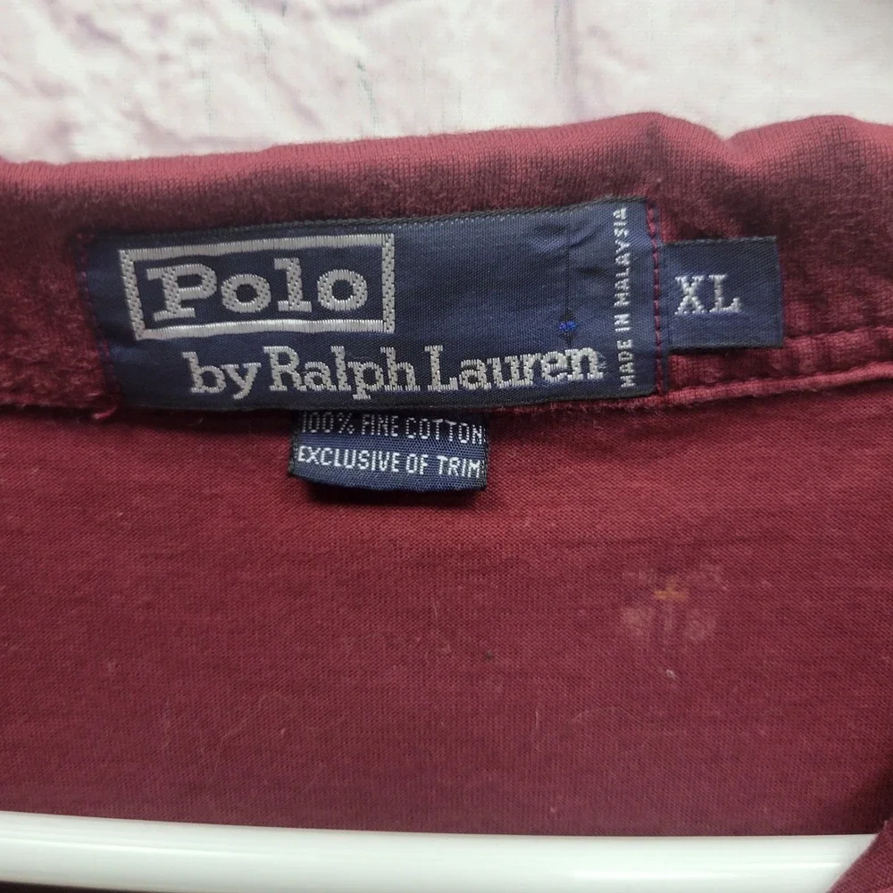 Ralph Lauren Crest All Over Print Polo Shirt Size XL Burgundy Maroon Golf Casual